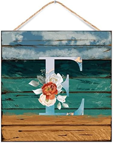 Initial Letter E Blue Monogram Wood Wall Sign