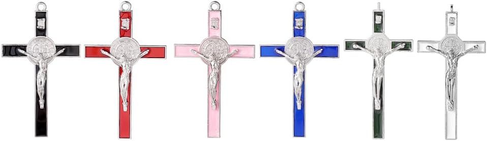 VINETEN Crucifix Wall Cross 4 Inch Black Enamel Catholic Decoration