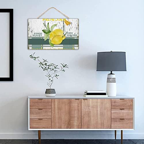 TEANFUN Lemon Wood Sign Wall Decor 12x20 Inch