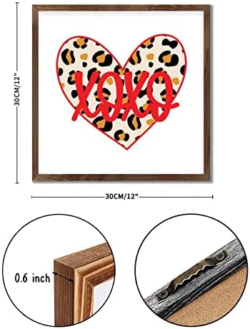 XOXO Leopard Heart Farmhouse Wood Sign 12x12