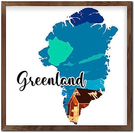 Wood Framed Sign Greenland Wall Art Decorative 12x12in