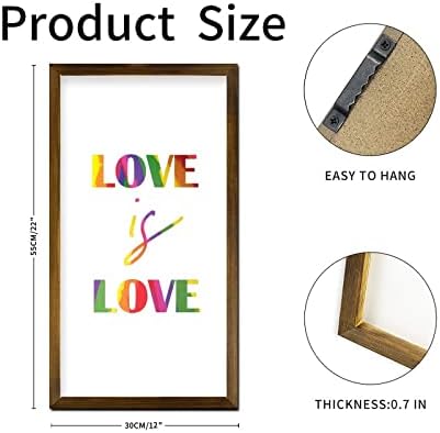 LGBT Pride Wood Framed Sign Love is Love 22x12 In 1