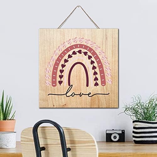 Autravelco 12x12 Inch Rainbow Wooden Wall Art Sign
