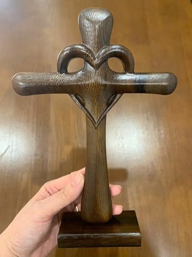 DAICAT Hand-Carved Wooden Cross Wall Decor 10 Inch