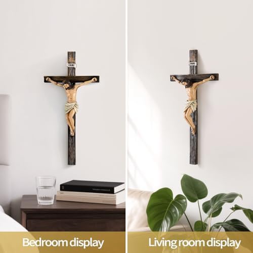 Magicsculp 106 Inch Catholic Wall Cross - Hand Painted Resin Decoration