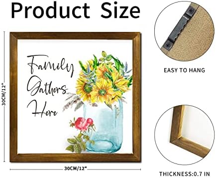 Family Gathers Here Wood Framed Spring Sunflower Wall Decor