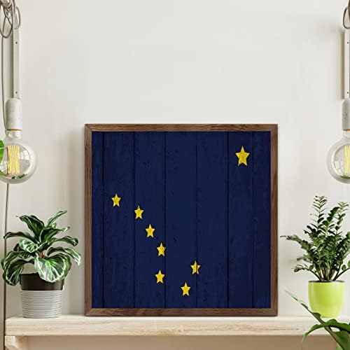 Hanging Wood Framed Printed Sign Alaska Decor for Wall