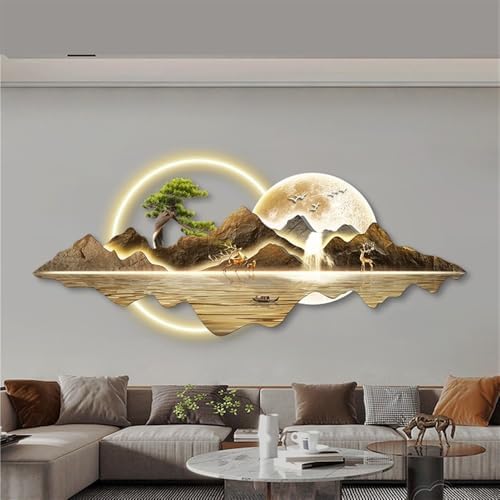 LED Landscape Wall Decor with Mountains Water and Deer 1