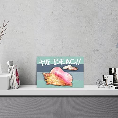 Rustic Wall Art Sea Snail Starfish Nautical Wood Sign 12x18