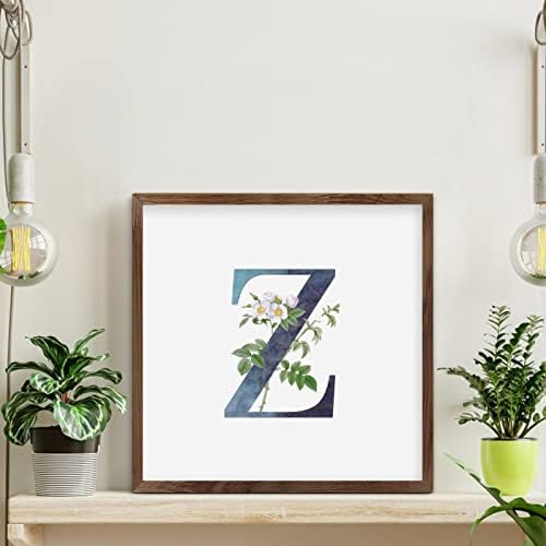 Rustic Wooden Wall Table Sign Initial Z Blue Green Monogram