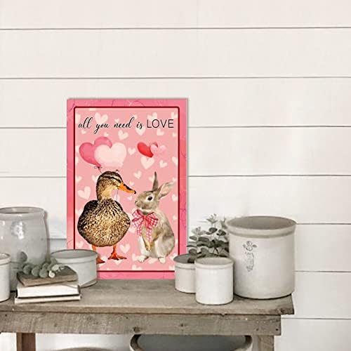 All You Need is Love Wood Plaque Duck Rabbit Valentine Wall Art