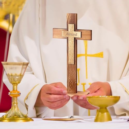 Wooden Standing Cross for Home and Church Decor