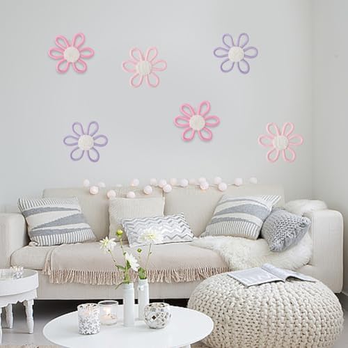 CRASPIRE 6Pcs Daisy Flower Wall Decor Boho Style