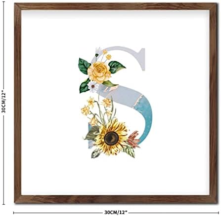 Blue Monogram Initial Letter S Framed Wall Art Sign