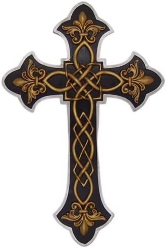 Wowser Black Wall Cross with Fleur De Lis Design