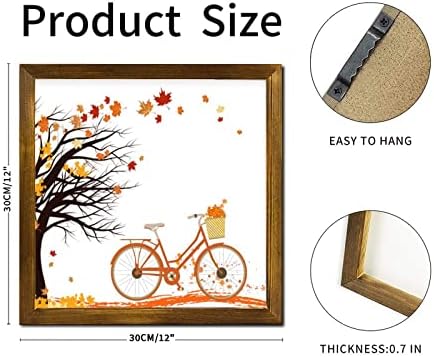 Fall Maple Leaves Wooden Framed Wall Sign 12x12 Inch