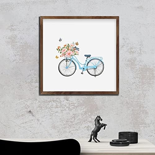Bicycle Flower Wood Plaque Sign 12x12in Farmhouse Decor