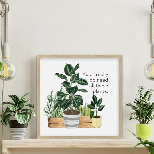 Cute Wood Wall Art Sign for Plant Lovers 12x12in