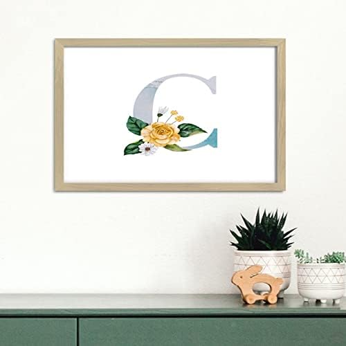 Blue Monogram Initial Letter C Framed Wall Art Sign 1