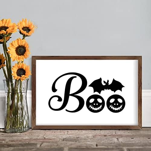 Christmas Farmhouse Decor Boo Witch on Broom Stick Wall Sign