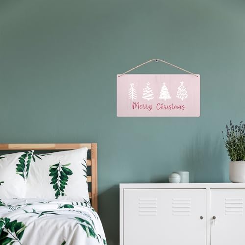 Duxmnamg Pink Christmas Trees Wall Sign 12x6