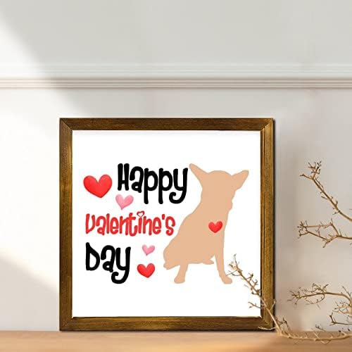 Happy Valentines Day Pet Dog Framed Wood Sign