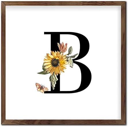 Nintydays Black Monogram Initial Letter B Wooden Wall Table Sign