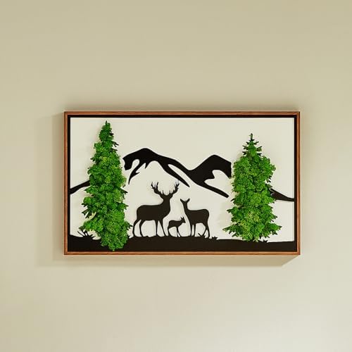 ETICIAN Deer Wall Pediment Metal Art Moss Decor