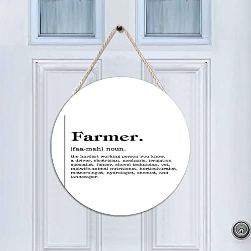 Farmer Definition Round Wooden Door Hanger Wall Decor
