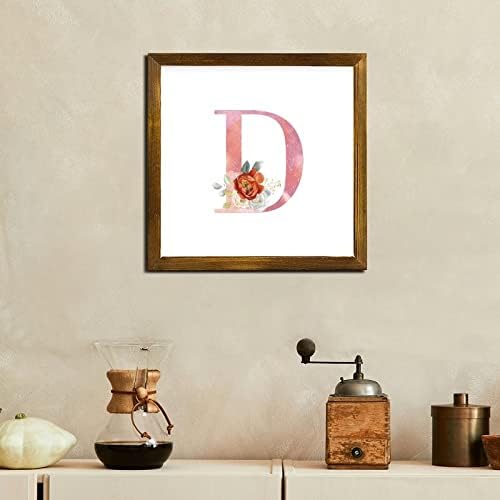 Pink Letter Peony Wall Sign with Initial D