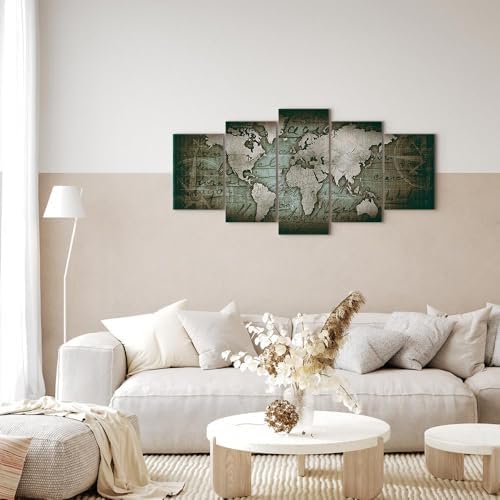 Artgeist Canvas World Map 40x20 in Wall Art Print 5pcs