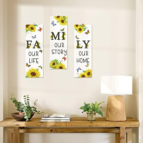 Decalmile 3 Piece Sunflower Wood Wall Sign Decor