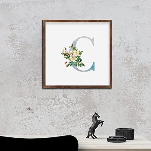 Funny Framed Wooden Sign Initial Letter C Monogram Wall Art