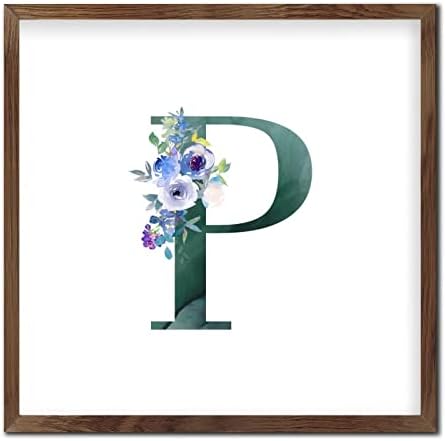 Personalized Wood Framed Monogram Sign with Peonies Design