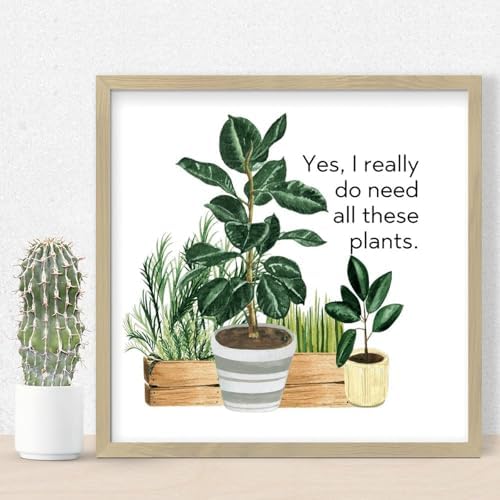 Cute Wood Wall Art Sign for Plant Lovers 12x12in