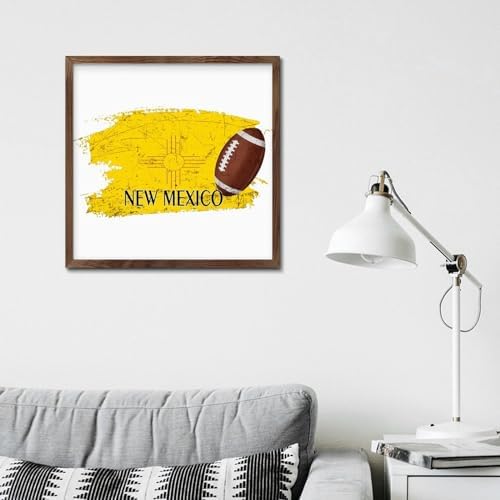 Football Theme New Mexico Framed Wood Sign Wall Decor