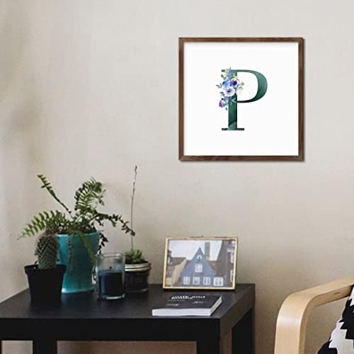 Personalized Wood Framed Monogram Sign with Peonies Design