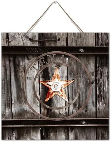 Autravelco Texas Lone Star Wood Map Wall Art Sign 12x12 Inch