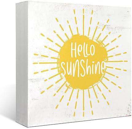 Hello Sunshine Summer Wooden Box Desk Decor Sign