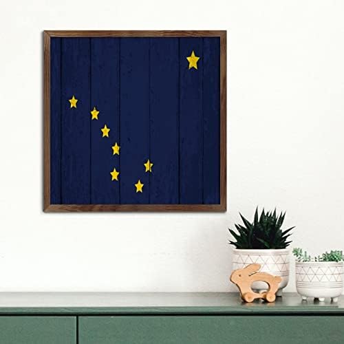 Hanging Wood Framed Printed Sign Alaska Decor for Wall