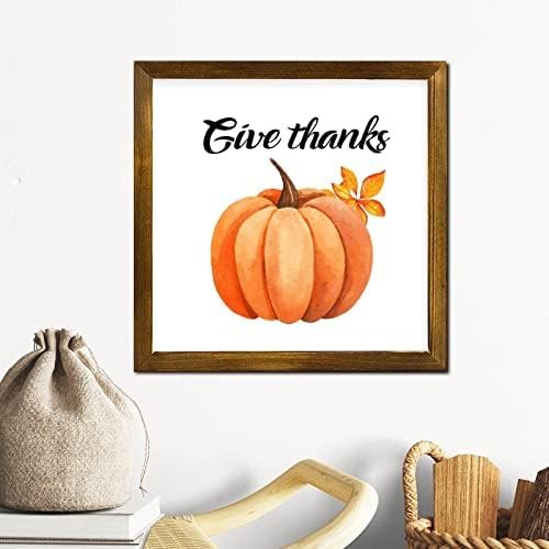 Thanksgiving Day Wood Framed Sign 12x12 Inch