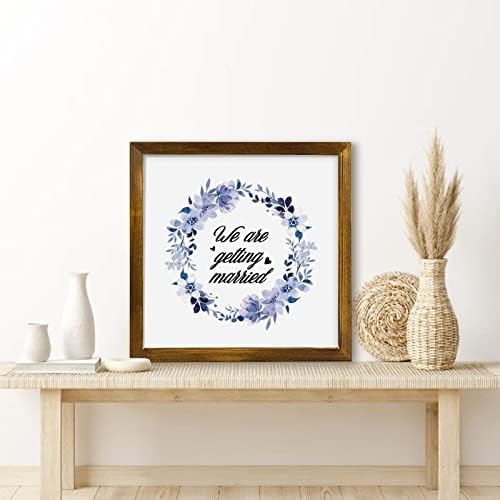 Farmhouse Rustic Wood Frame Wedding Sign Decor 12x12 Inch