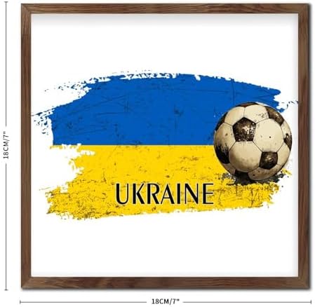 Funny Football Theme Wall Art Sign Ukraine America Flags 7x7