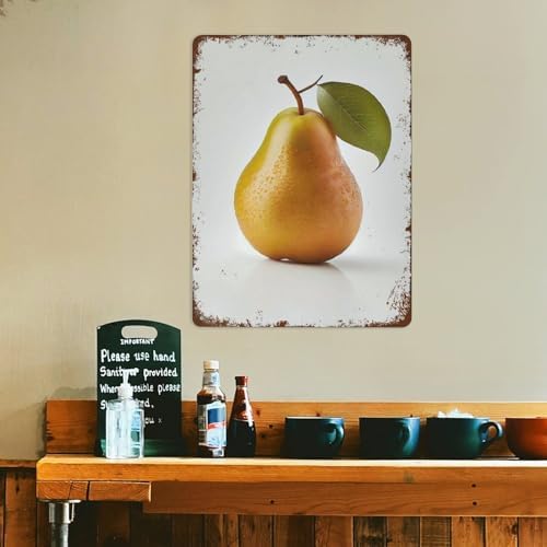 Yellow Pear Fruit Farmhouse Wall Art Metal Plaque