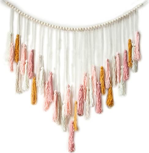Decocove Macrame Wall Hanging - Pink and Gold