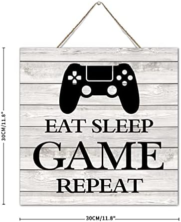 Hanging Signs Eat Sleep Game Repeat Wooden Wall Art