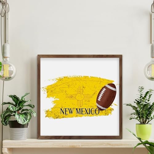 Football Theme New Mexico Framed Wood Sign Wall Decor