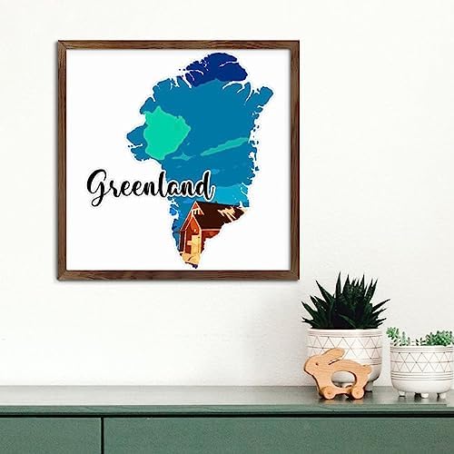 Wood Framed Sign Greenland Wall Art Decorative 12x12in