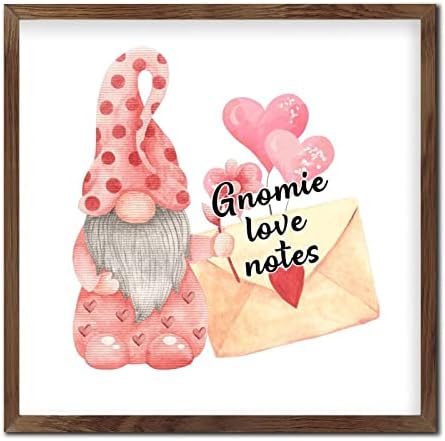 Valentines Day Gnomie Love Notes Framed Wooden Sign