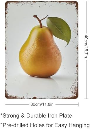 Yellow Pear Fruit Farmhouse Wall Art Metal Plaque